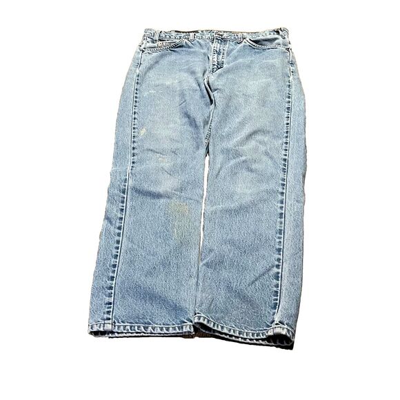 Vintage 90s Distressed Levis 505 Orange Tab Regular Straight Leg Jeans 35 x 30 - Picture 10 of 14